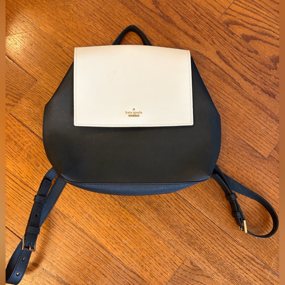 Kate Spade Black and Cream Leather Backpack